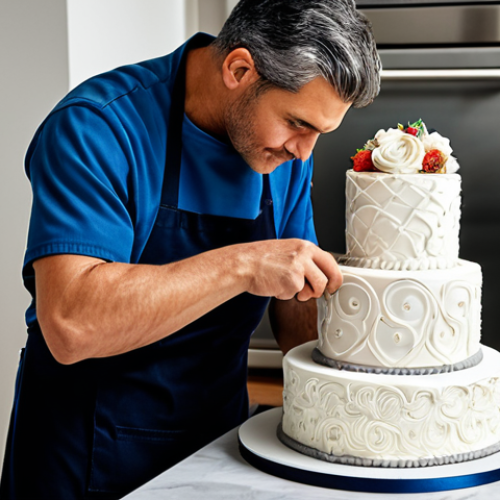 Custom Cake Design**

"A professional baker carefully decorating a custom-designed cake with intricate details, fully clothed, appropriate attire, kitchen setting, safe for work, perfect anatomy, natural proportions, high-quality photo, professional."

**